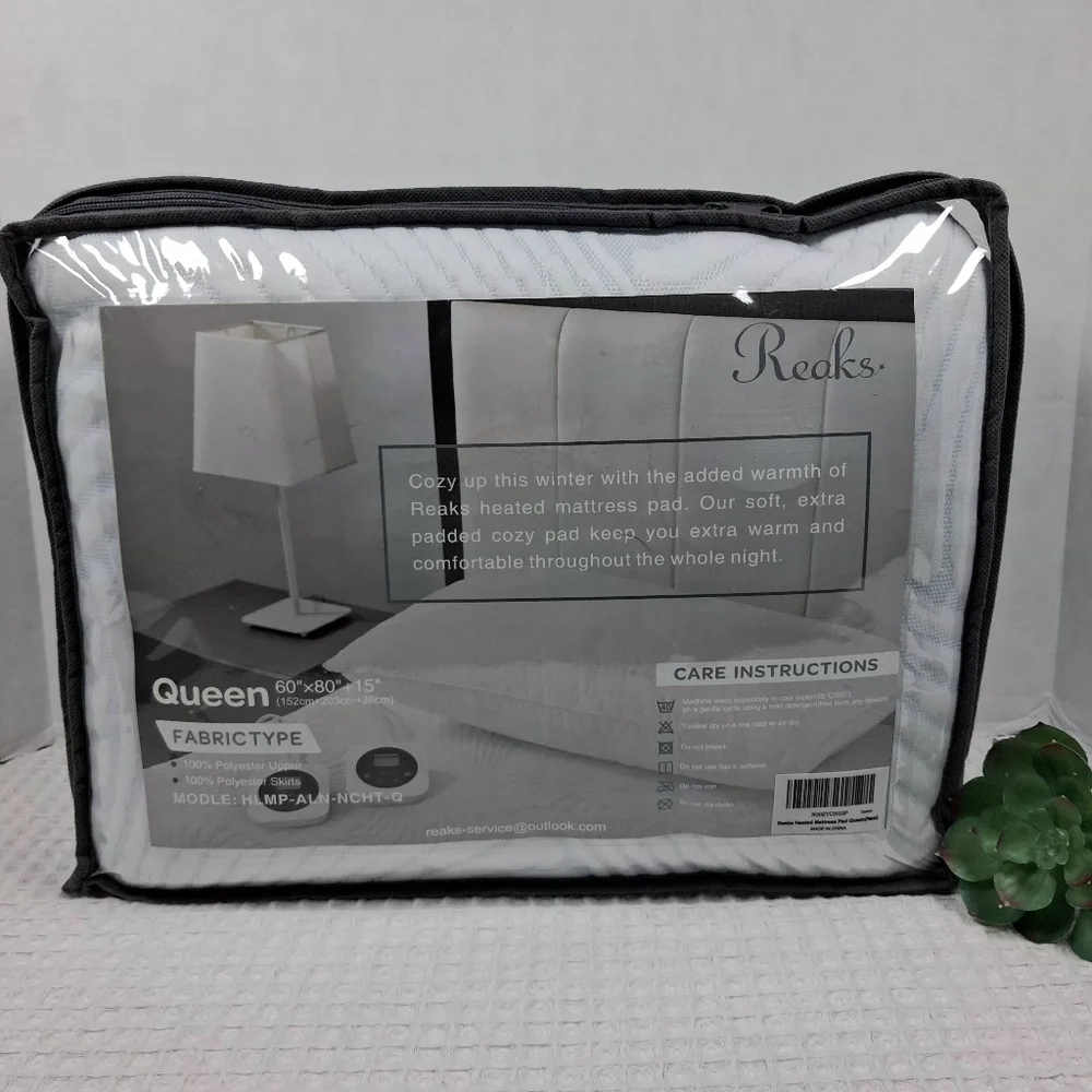 Reaks Queen Size Dual Controlled Heated Mattress Pad 10 Heat Settings 60x80